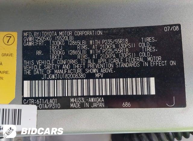 JTJGW31U182008380 2008 Lexus RX photo no. 9