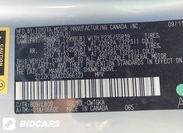 2T2ZK1BAXCC066123 2012 Lexus RX photo no. 9