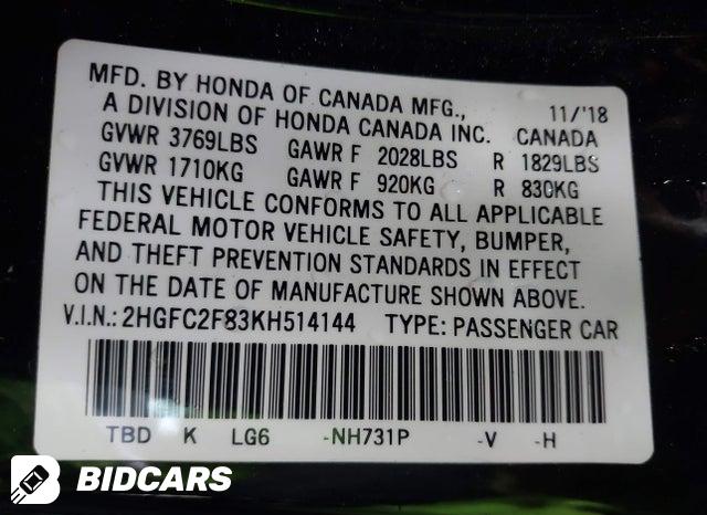 2HGFC2F83KH514144 2019 Honda Civic photo no. 9
