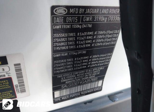 SALGS3EF4GA257683 2016 Land Rover Range Rover photo no. 9