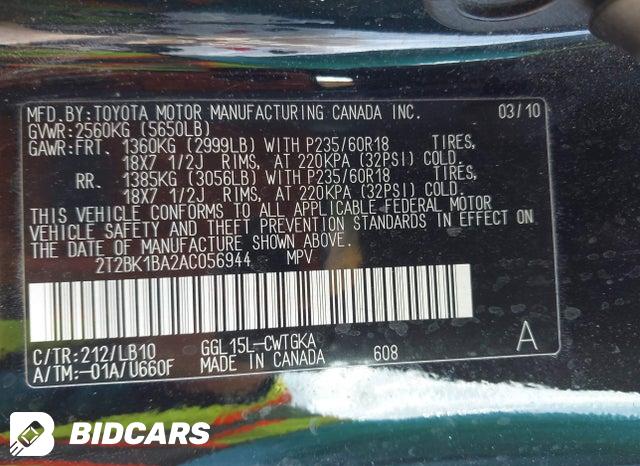 2T2BK1BA2AC056944 2010 Lexus RX photo no. 9