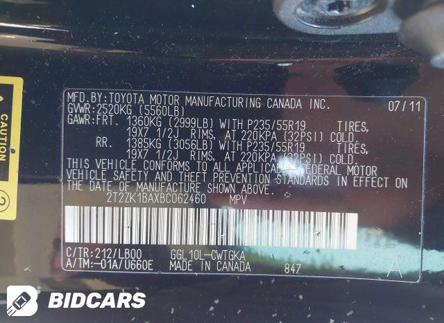 2T2ZK1BAXBC062460 2011 Lexus RX photo no. 9
