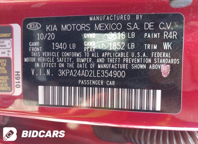3KPA24AD2LE354900 2020 KIA Rio photo no. 9