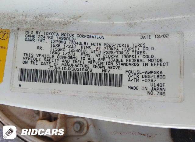 JTJHF10UX30310409 2003 Lexus RX photo no. 9