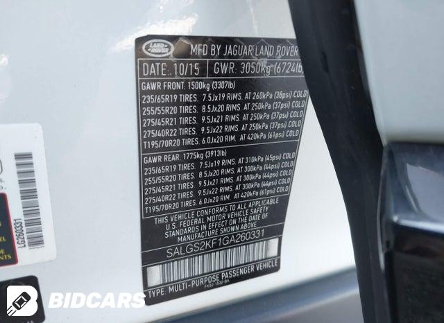 SALGS2KF1GA260331 2016 Land Rover Range Rover photo no. 9