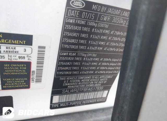 SALWR2TF6FA517939 2015 Land Rover Range Rover photo no. 9