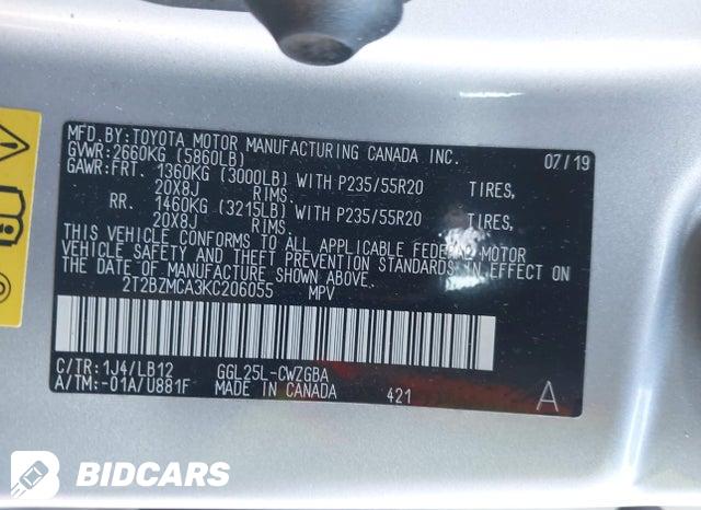 2T2BZMCA3KC206055 2019 Lexus RX photo no. 9