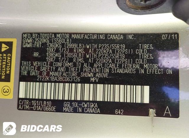 2T2ZK1BA3BC063126 2011 Lexus RX photo no. 9