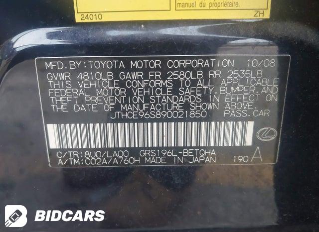 JTHCE96S890021850 2009 Lexus GS photo no. 9