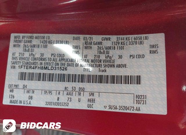 1FTER4FH8MLD31526 2021 Ford Ranger photo no. 9