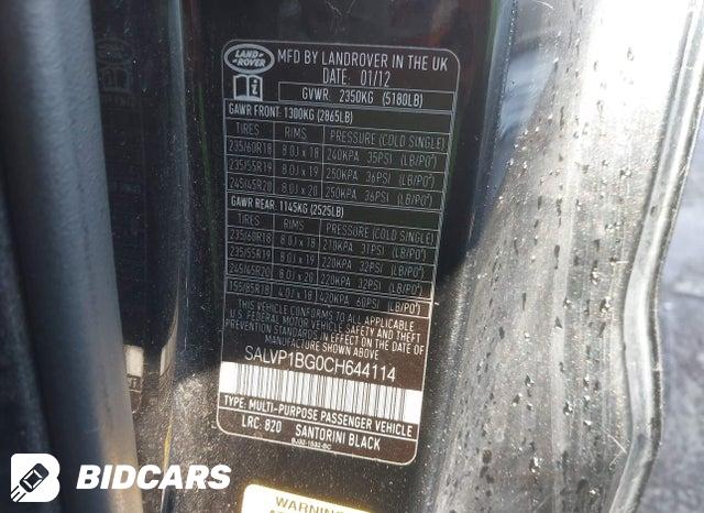 SALVP1BG0CH644114 2012 Land Rover Range Rover photo no. 9