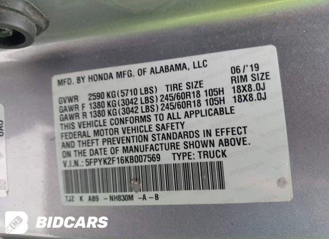 5FPYK2F16KB007569 2019 Honda Ridgeline photo no. 9
