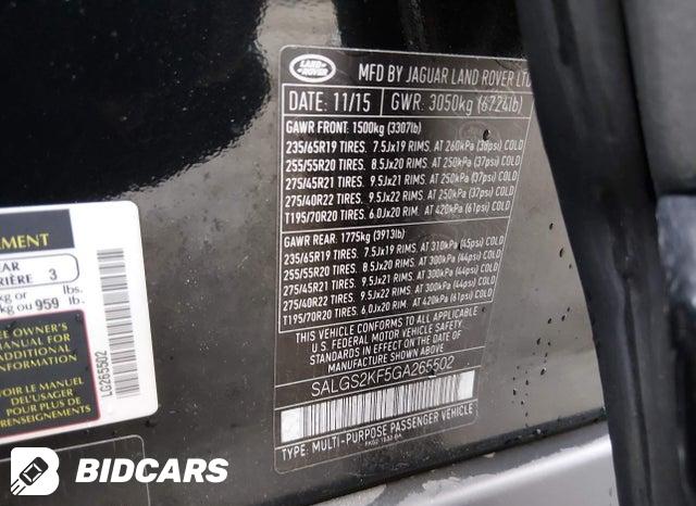 SALGS2KF5GA265502 2016 Land Rover Range Rover photo no. 9