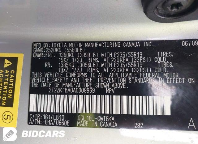 2T2ZK1BA0AC008969 2010 Lexus RX photo no. 9