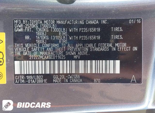 2016 Lexus RX — VIN 2T2ZZMCAXGC011625, şəkil 9