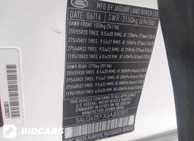 SALGV2EF3GA300301 2016 Land Rover Range Rover photo no. 9