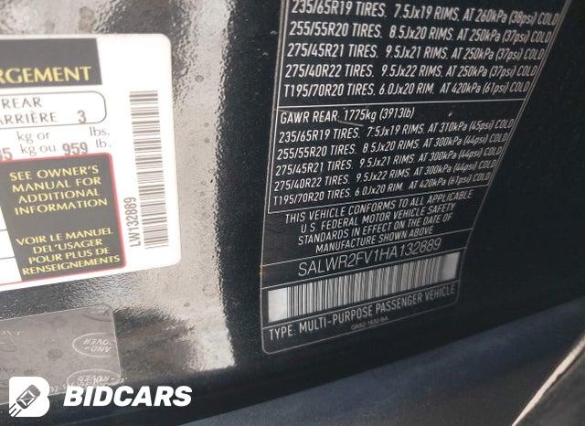 2017 Land Rover Range Rover — VIN SALWR2FV1HA132889, şəkil 9