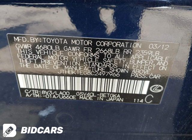 JTHBK1EG8C2497966 2012 Lexus ES photo no. 9