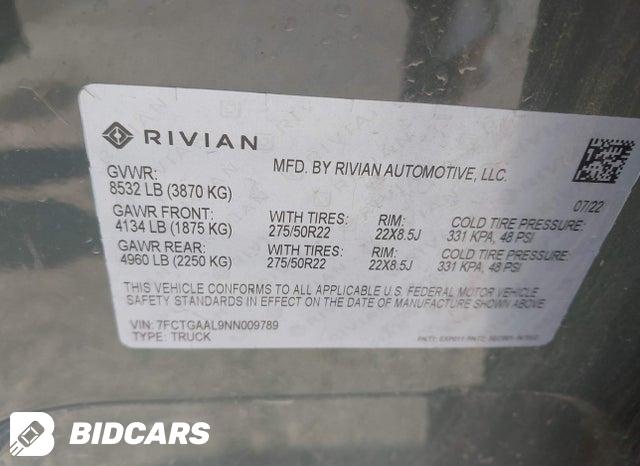 7FCTGAAL9NN009789 2022 Rivian R1T photo no. 9