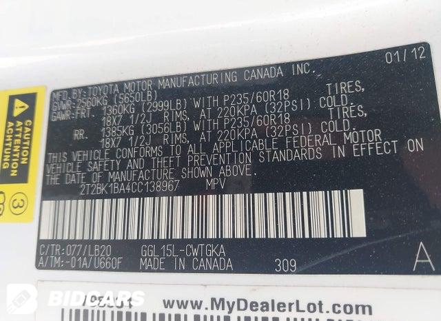 2T2BK1BA4CC138967 2012 Lexus RX photo no. 9