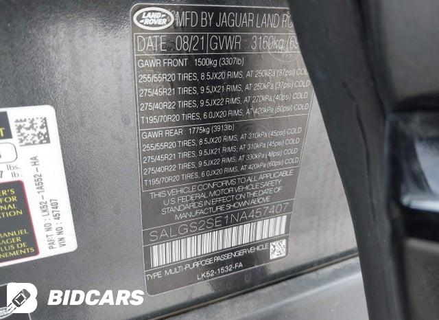 SALGS2SE1NA457407 2022 Land Rover Range Rover photo no. 9
