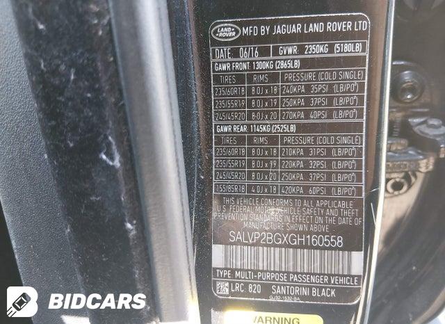 SALVP2BGXGH160558 2016 Land Rover Range Rover photo no. 9