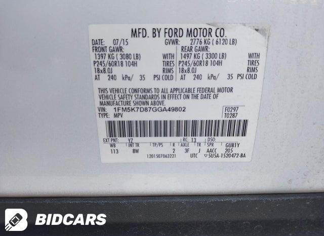 1FM5K7D87GGA49802 2016 Ford Explorer photo no. 9