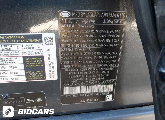 SALGS5RE5KA560767 2019 Land Rover Range Rover photo no. 9