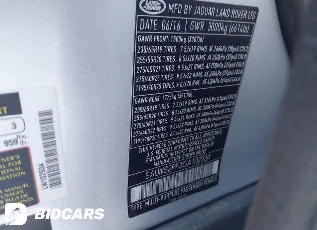 SALWS2PF3GA102934 2016 Land Rover Range Rover photo no. 9