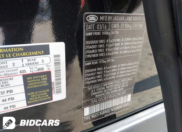 SALGS3EF8GA286345 2016 Land Rover Range Rover photo no. 9