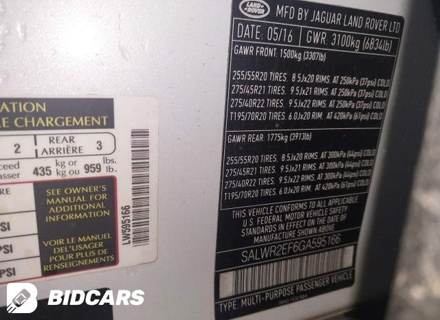SALWR2EF6GA595166 2016 Land Rover Range Rover photo no. 9