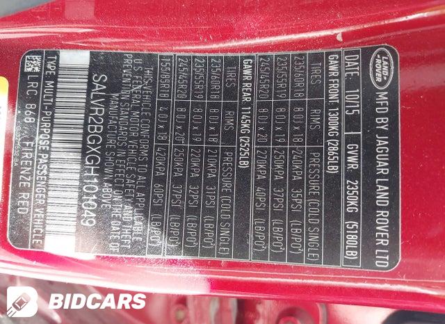 SALVR2BGXGH101049 2016 Land Rover Range Rover photo no. 9