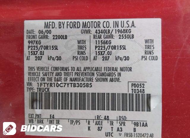 1FTYR10C7YTB30585 2000 Ford Ranger photo no. 9