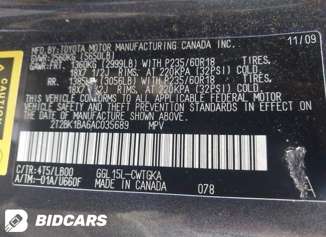 2T2BK1BA6AC035689 2010 Lexus RX photo no. 9