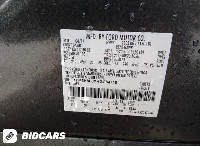 1FM5K8F8XHGC84716 2017 Ford Explorer photo no. 9