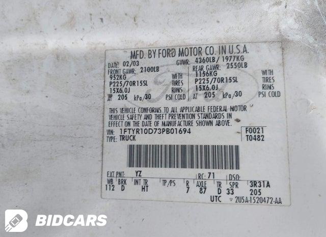1FTYR10D73PB01694 2003 Ford Ranger photo no. 9