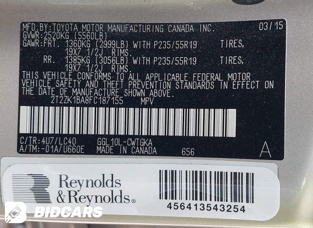 2T2ZK1BA8FC187155 2015 Lexus RX photo no. 9