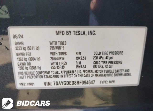 7SAYGDED8RF094647 2024 Tesla Model Y photo no. 9