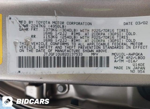 JTJGF10U820137533 2002 Lexus RX photo no. 9