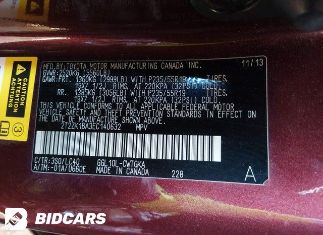 2T2ZK1BA3EC140632 2014 Lexus RX photo no. 9