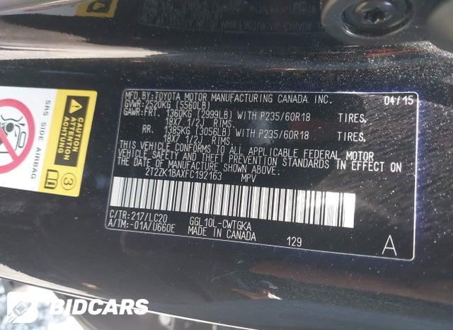 2T2ZK1BAXFC192163 2015 Lexus RX photo no. 9