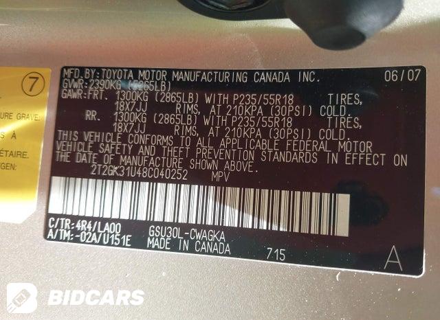 2T2GK31U48C040252 2008 Lexus RX photo no. 9