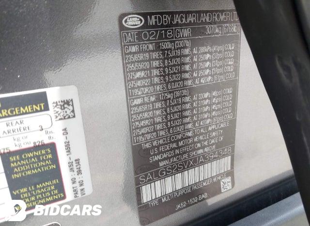 SALGS2SVXJA394348 2018 Land Rover Range Rover photo no. 9