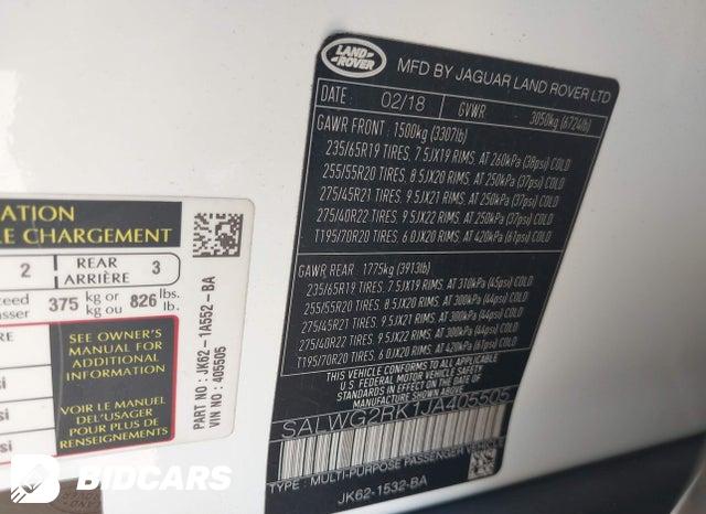 SALWG2RK1JA405505 2018 Land Rover Range Rover photo no. 9