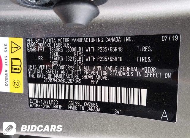 2019 Lexus RX — VIN 2T2BZMCA5KC207045, şəkil 9