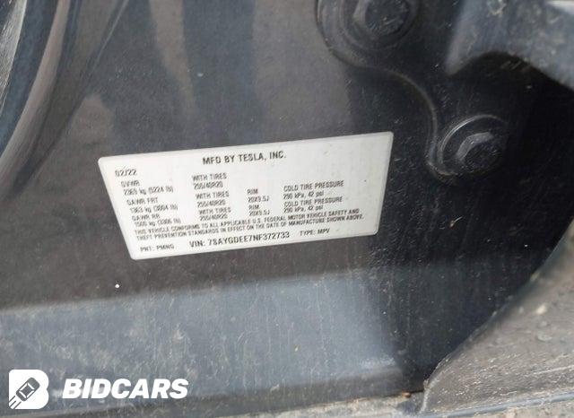 2022 Tesla MODEL Y — VIN 7SAYGDEE7NF372733, şəkil 9