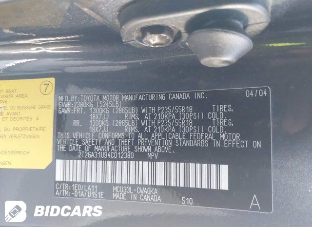 2T2GA31U94C012380 2004 Lexus RX photo no. 9