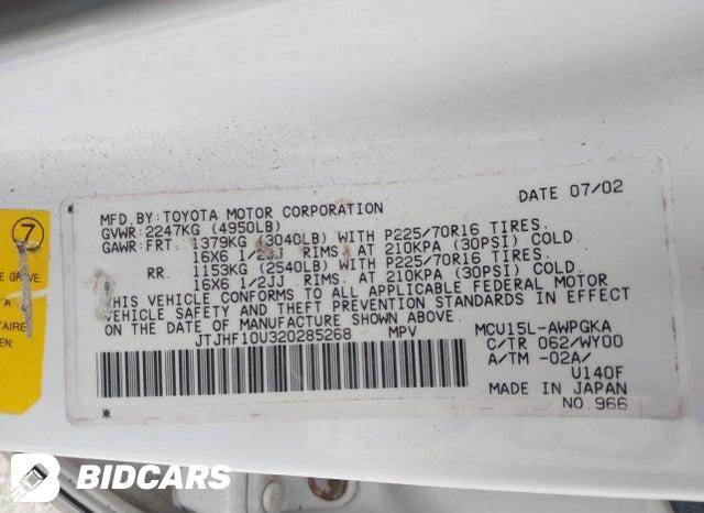 JTJHF10U320285268 2002 Lexus RX photo no. 9