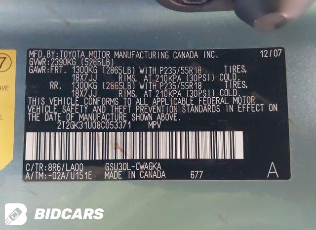 2T2GK31U08C053371 2008 Lexus RX photo no. 9