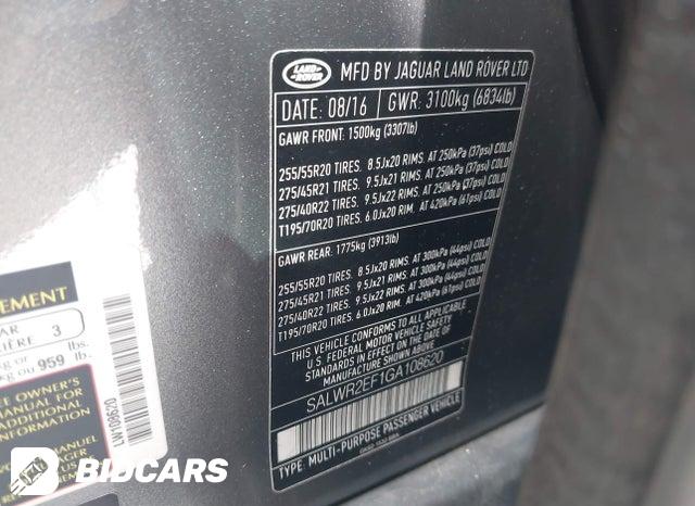 SALWR2EF1GA108620 2016 Land Rover Range Rover photo no. 9